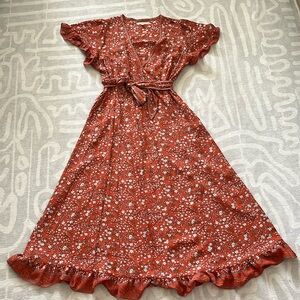 Max Studio, Faux wrap-style dress. Deep orange, size Large